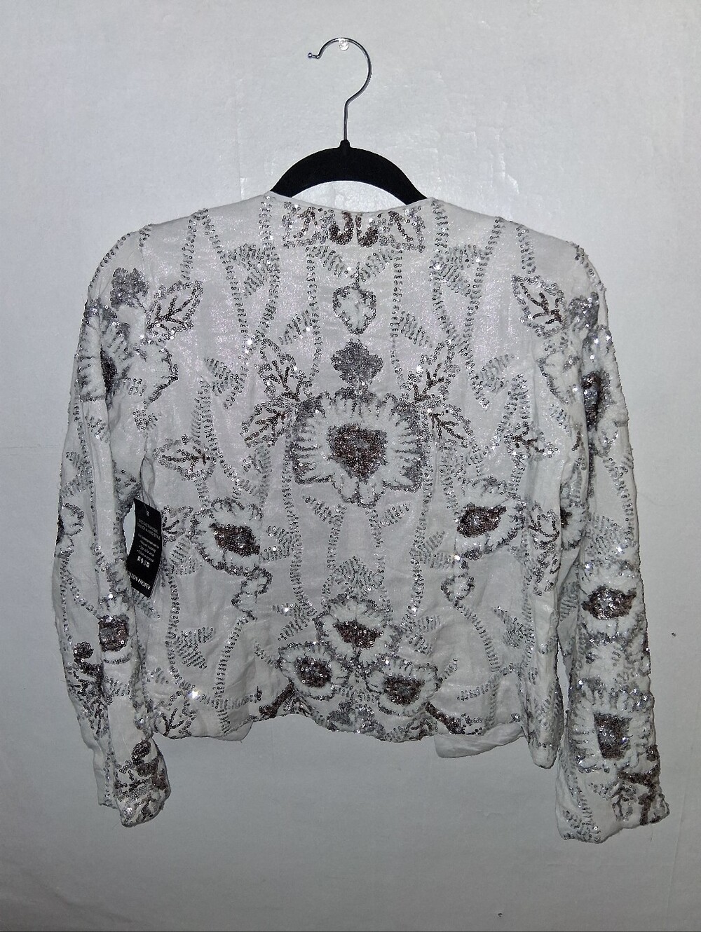 Boston Proper Embellished Floral Sequin Linen Jacket - Picture 8 of 13